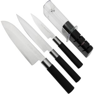 Kai Wasabi Black set with 3 knives and sharpener - DEKSELS!