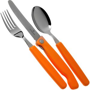 Victorinox Swiss Classic 3-delige bestekset oranje met inklapbaar mes, 6.7192.F9