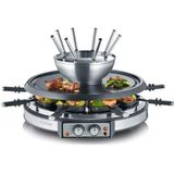 Severin 9948 racletteset/ Fondue - 8 Personen - 1900 W - Roestvrij staal - Zwart