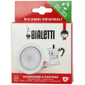 Bialetti Moka filterplaatje + rubber ringen - 6 kops