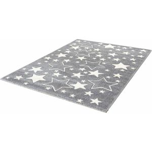 Kindervloerkleed kinderkamer Sterren- grijs- jongens - Lalee - kids karpet - 120 x 170 cm zilver grijs