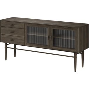 Caso Furniture CASØ 270 Gerookt Eiken Dressoir 2 Glazen Deuren 3 Lades