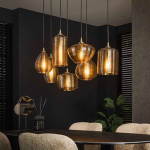 Davidi Design Mixy 4+3L Hanglamp Gestreept Glas