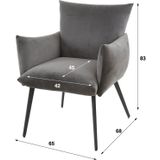 Davidi Design Lobby Antraciet Velvet Eetkamerfauteuil