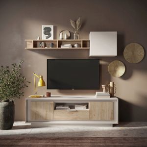 Benvenuto Design Sky 2.0 Cashmere/Kadiz Eiken TV Meubel 2-Deuren 1-Lade