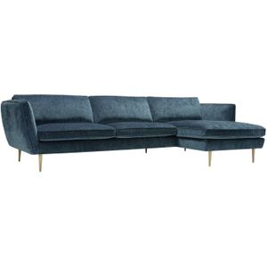 Sits Teddy 3-zits+Chaiselongue Hoekbank Donkerblauw