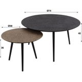 Davidi Design Chezelle Rond Salontafel Set Zwart/Brons