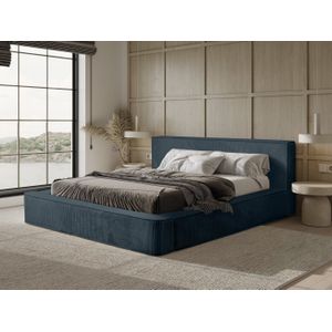 Trae Mobler Harmon 180x200 cm Gestoffeerd Bed Navy Blauw