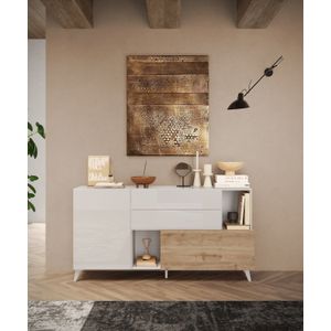 Benvenuto Design Monaco HG Wit / Kadiz Eiken Dressoir 180 cm