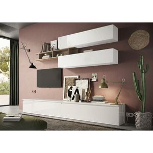 Benvenuto Design Infinity 2.0 Hoogglans Wit / Kadiz Eiken TV Meubel Set 21