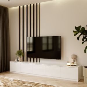 Artego Design Hugo 253 cm TV Ladekast Staand Eco HG Alpine Wit