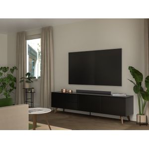 Tenzo Plain Zwart/Walnoot TV-Meubel 210 cm