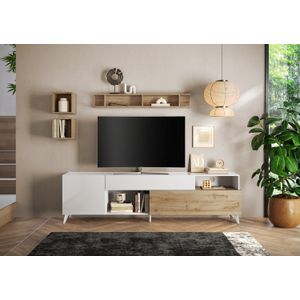 Benvenuto Design Monaco HG Wit / Kadiz Eiken TV-meubel 240 cm