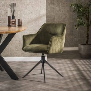 Davidi Design Pull Velours Draaistoel Groen set van 2