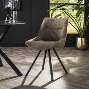 Davidi Design Plooi Taupe Bouclé Eetkamerstoel