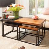 Sky Style Mumbai Zwart / Bruin Salontafel Set Massief