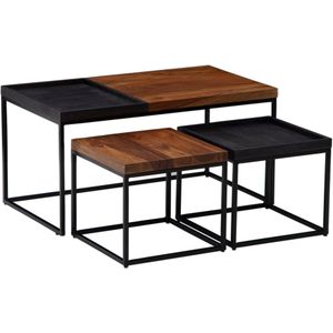 Sky Style Mumbai Zwart / Bruin Salontafel Set Massief