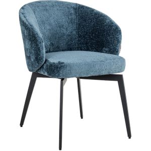 Richmond Interiors Amphara Blauw Chenille Eetkamerstoel