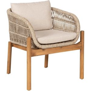 House Nordic Terracina Eetkmaerstoel Acacia/Beige set van 2