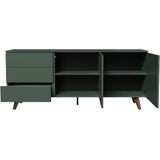 Tenzo Plain Groen/Walnoot Dressoir 2-Deuren en 3-Lades