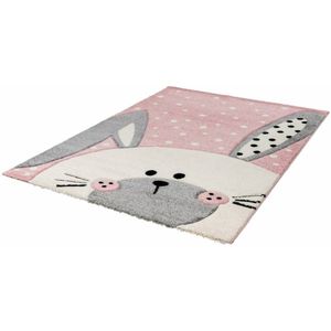 Lalee Amigo – Vloerkleed - Vloer kleed - Kinderkamer - Konijn - vlokken - Tapijt – Karpet - 120x170 – Roze