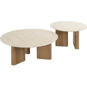 Davidi Design Romano Ronde Salontafel Set Travertin