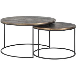 Richmond Interiors Tulum Salontafel Set Geborsteld Goud