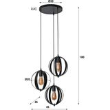 Davidi Design Turn Houtskool Zwart Hanglamp 3L Getrapt