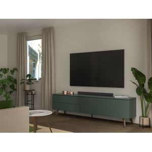 Tenzo Plain Groen/Walnoot TV-Meubel 210 cm