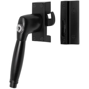 De Oude Deurklink Raamsluiting zwart met slot Deco links