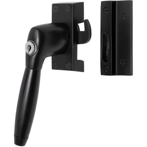 De Oude Deurklink Raamsluiting zwart met slot Klassiek links