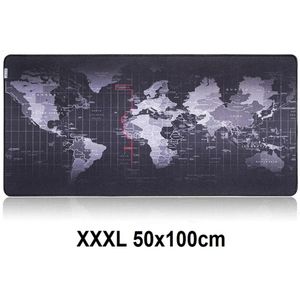 XXL/XXXL Muismat met wereldkaart | Antislip muismat | 100x50