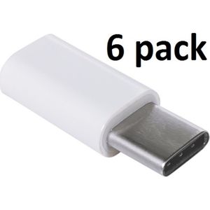 6 stuks USB Verloopstekker | Female micro USB naar Male USB type C