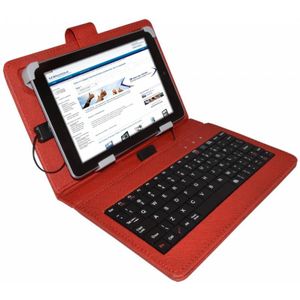 Keyboard Case | Geschikt voor een smalle 7 inch Tablet | Rood
