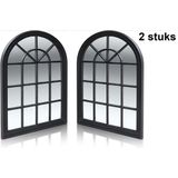 2 Stuks Tuinspiegel Gotische Buitenspiege - Kerkraa - Tuin Spiegel met Fram - Wandspiegel 60 X 46cm