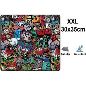 XXL Muismat met Graffiti Design| Antislip muismat | 35x30 cm