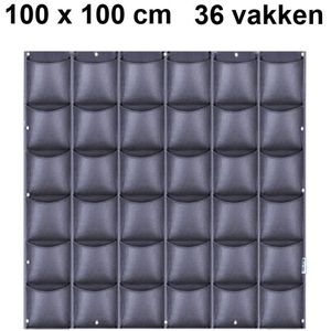 Verticale Tuin met 36 Vakken, 100 x 100 (cm), Zwarte Tuinzakken 36