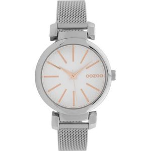 OOZOO Timepieces Horloge Zilver/Wit/Rosé | C10128