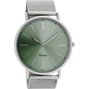 OOZOO Timepieces Horloge Zilver/Groen | C8175