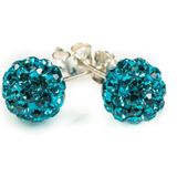 Karma Oorbellen Crystal Ball Turquoise Zilver | 4 mm