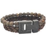 JOSH Heren Leren Armband met Natuursteen Bruin | 24981-BRA