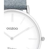 OOZOO Timepieces Horloge Vintage Glitter Blauw/Wit | C20147