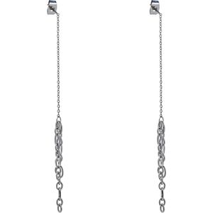 Day&Eve Oorbellen Pull Trough Chunky Chain | Zilver