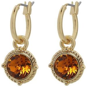 Biba Hang Oorbellen Goud met Swarovski Steentje Topaz