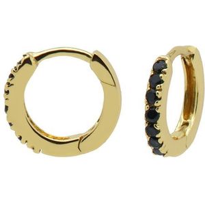 Karma Oorringen Hinged Hoops Black Zirconia Goud