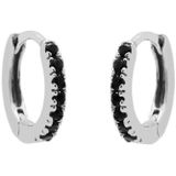 Karma Oorringen Hinged Hoops Black Zirconia Zilver