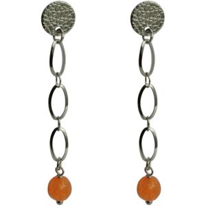 Flow Jewels Hang Oorbellen Celine Oranje Kraaltje Zilver