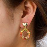 Day&Eve Oorbellen Cute Heart Dangle Orange | Goud