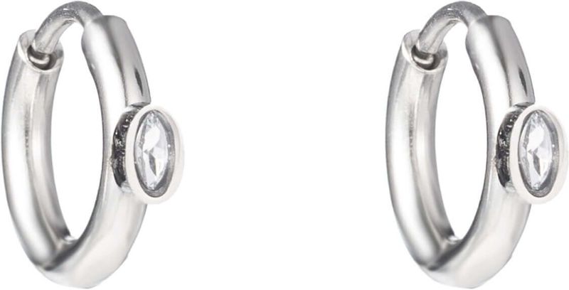 Go Dutch Label Oorringen Oval Diamond Zilver