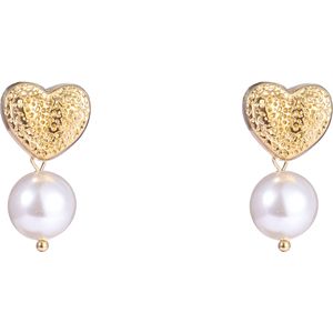 Day&Eve Oorbellen Heart & Pearl Stud | Goud